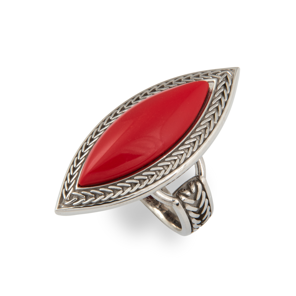 ANELLO NAVETTE CORALLO