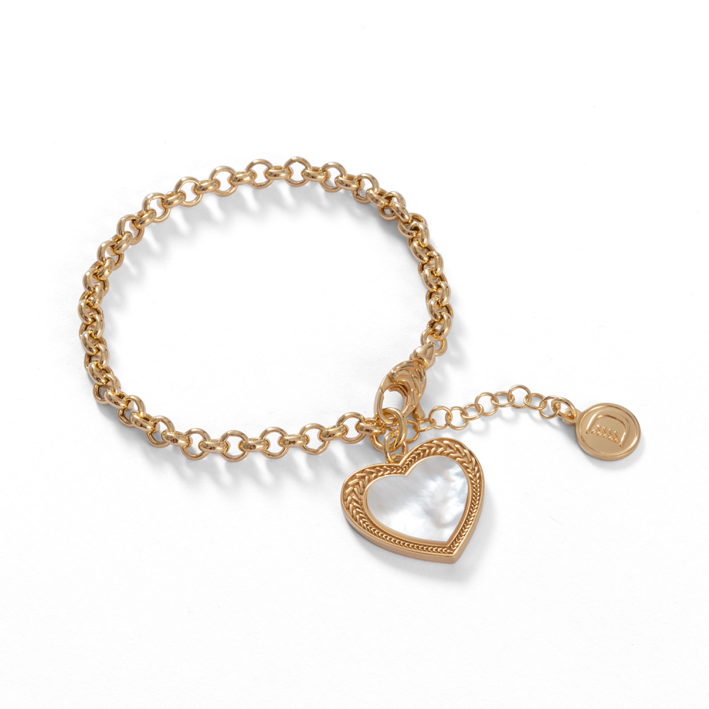 BRACCIALE CUORE MADREPERLA DORATO