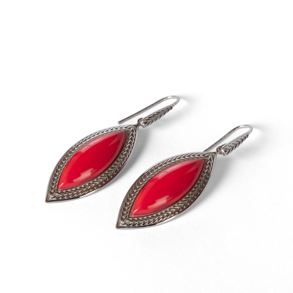 ORECCHINI NAVETTE CORALLO