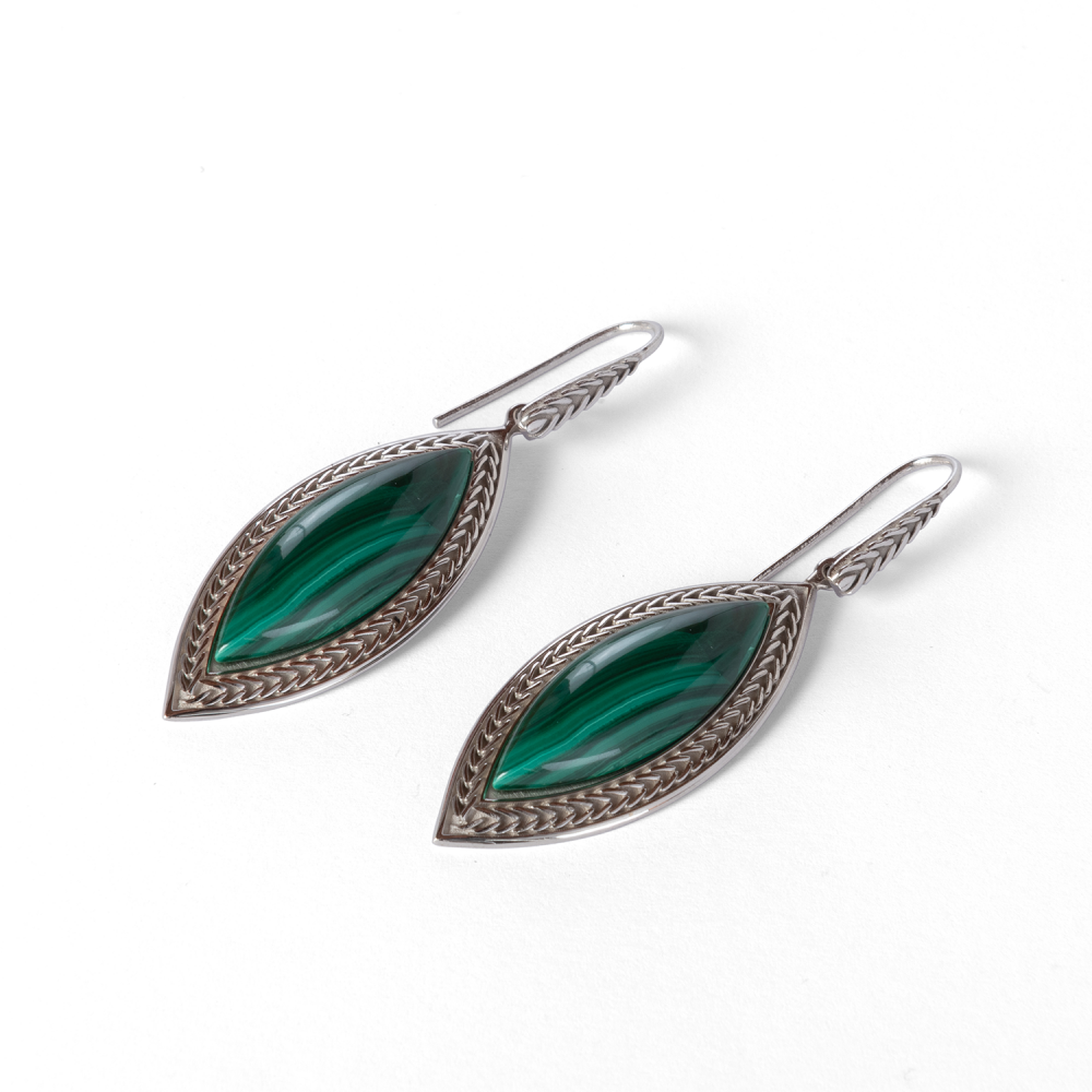 ORECCHINI NAVETTE MALACHITE