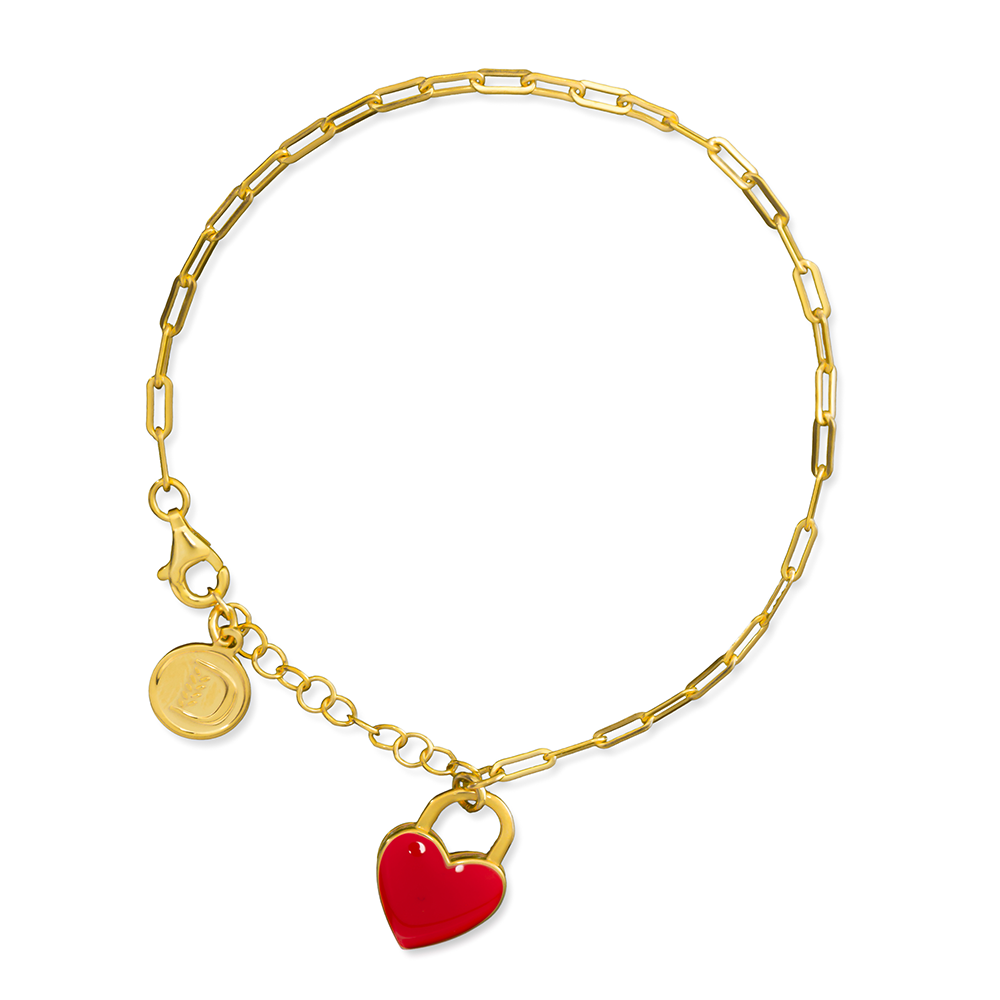 BRACCIALE PROMESSA CUORE ROSSO DORATO