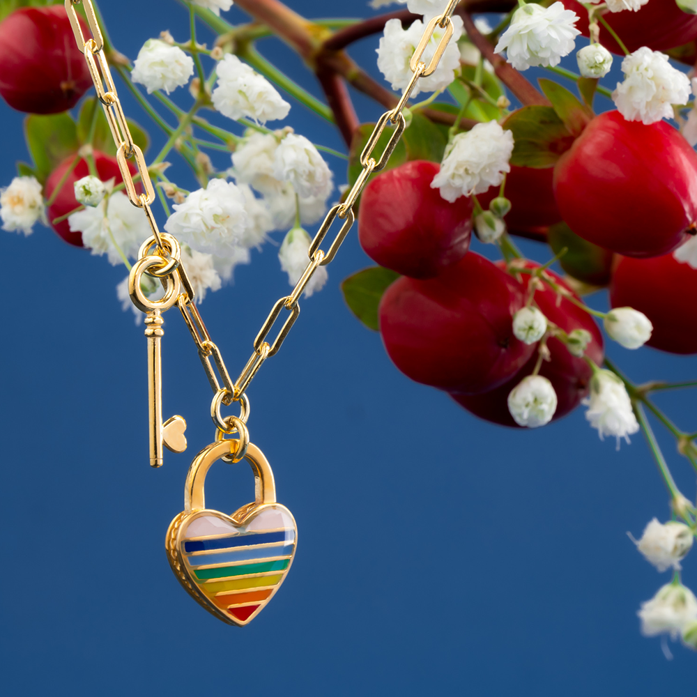 COLLANA PROMESSA CUORE ARCOBALENO