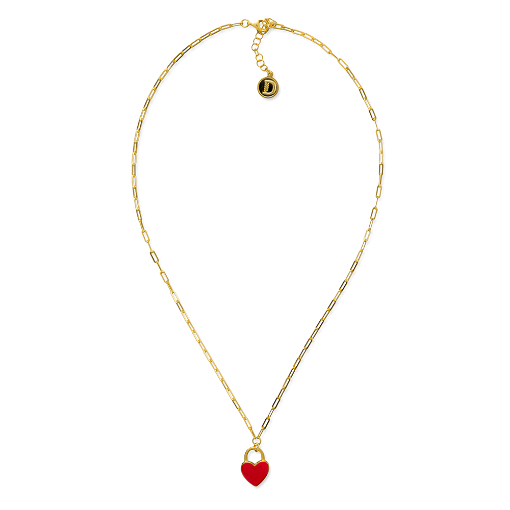 COLLANA PROMESSA CUORE ROSSO DORATO