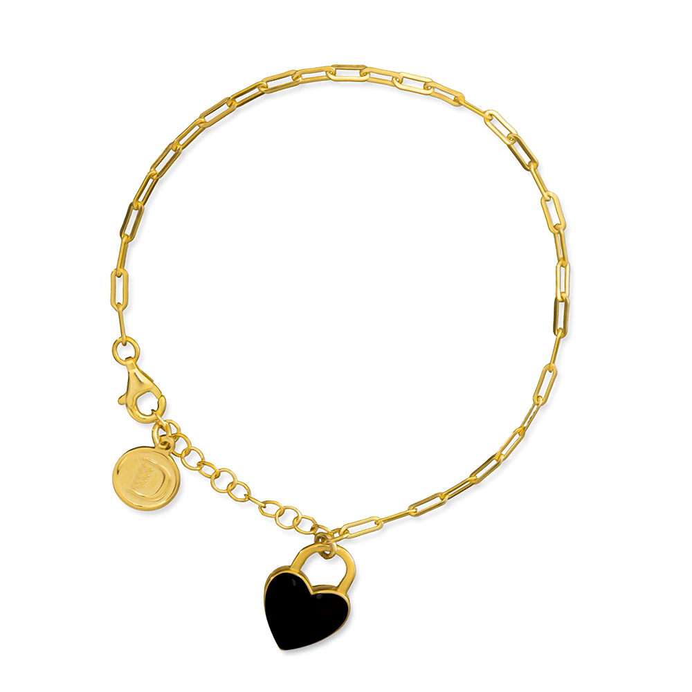 BRACCIALE PROMESSA CUORE NERO DORATO