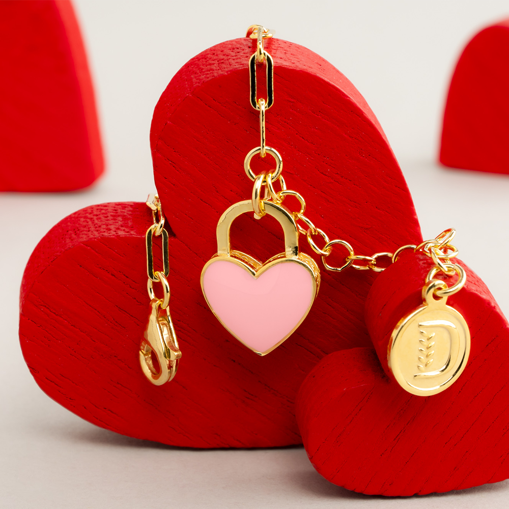 BRACCIALE PROMESSA CUORE ROSA DORATO