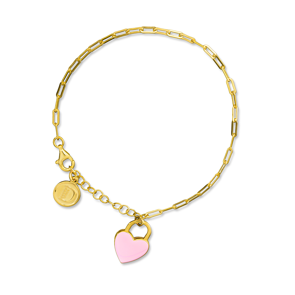 BRACCIALE PROMESSA CUORE ROSA DORATO