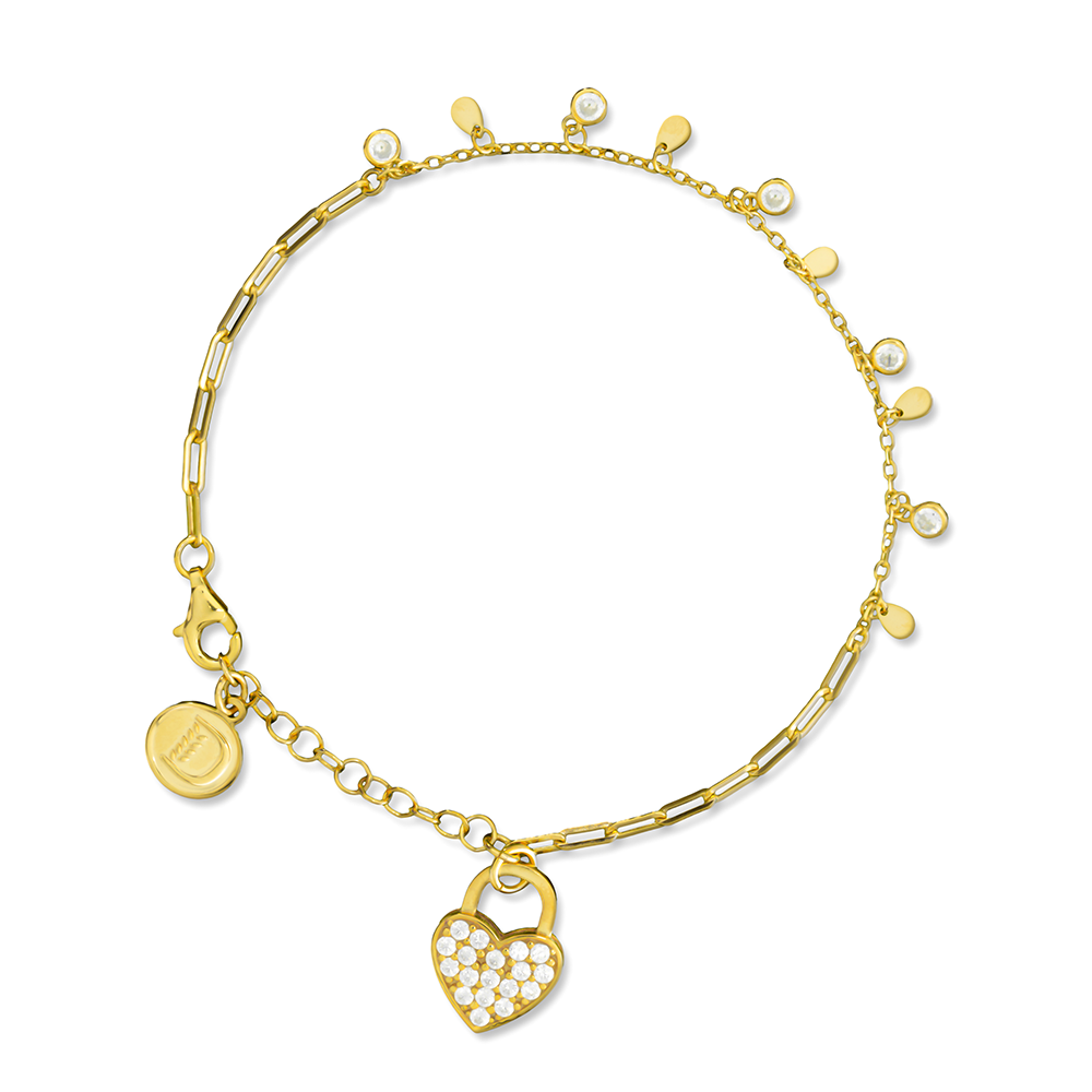 BRACCIALE PROMESSA CUORE DORATO E ZIRCONI
