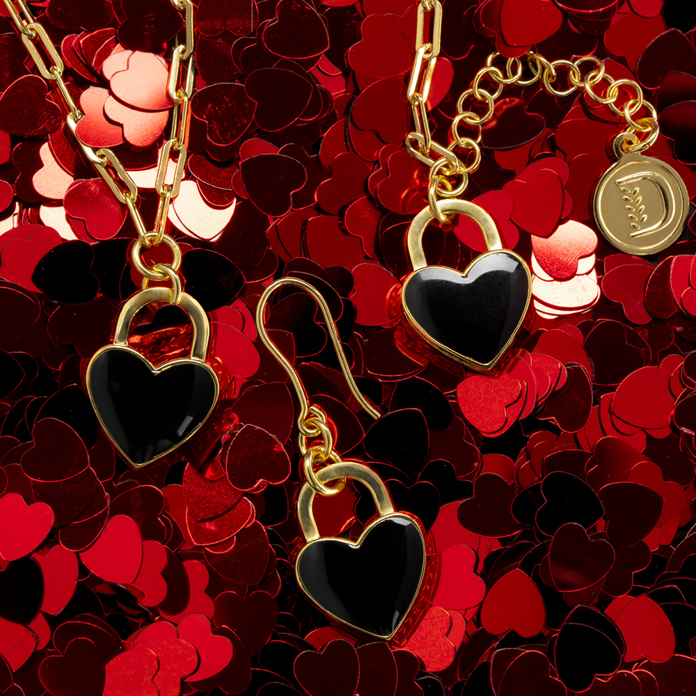 COLLANA PROMESSA CUORE NERO DORATO