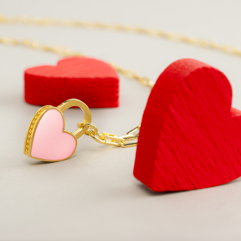 COLLANA PROMESSA CUORE ROSA DORATO