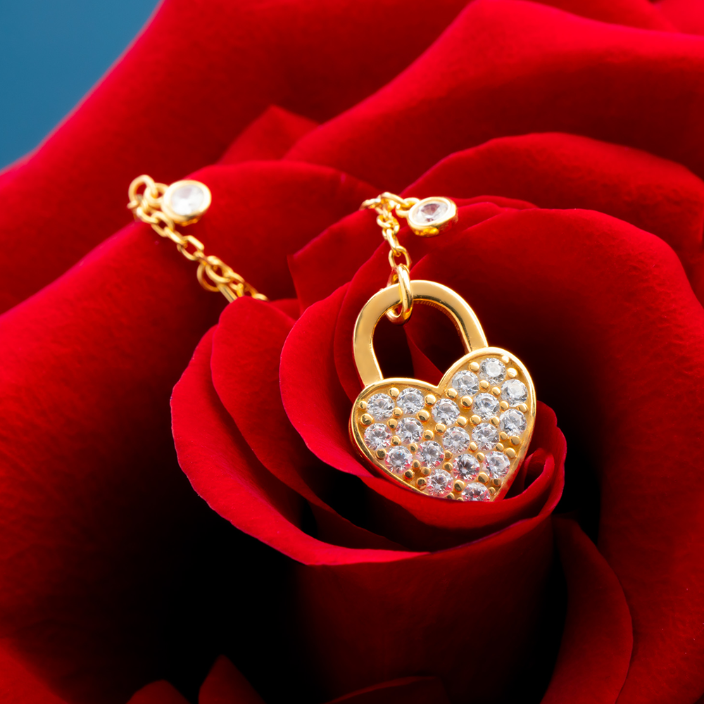 COLLANA PROMESSA CUORE DORATO E ZIRCONI