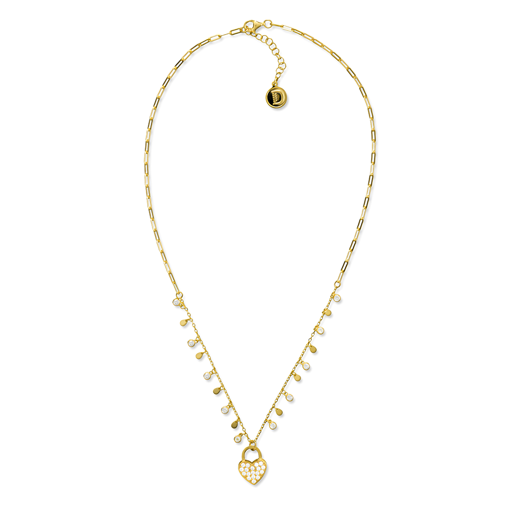 COLLANA PROMESSA CUORE DORATO E ZIRCONI