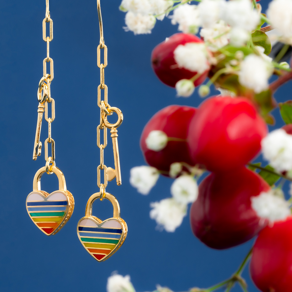 ORECCHINI PROMESSA CUORE ARCOBALENO