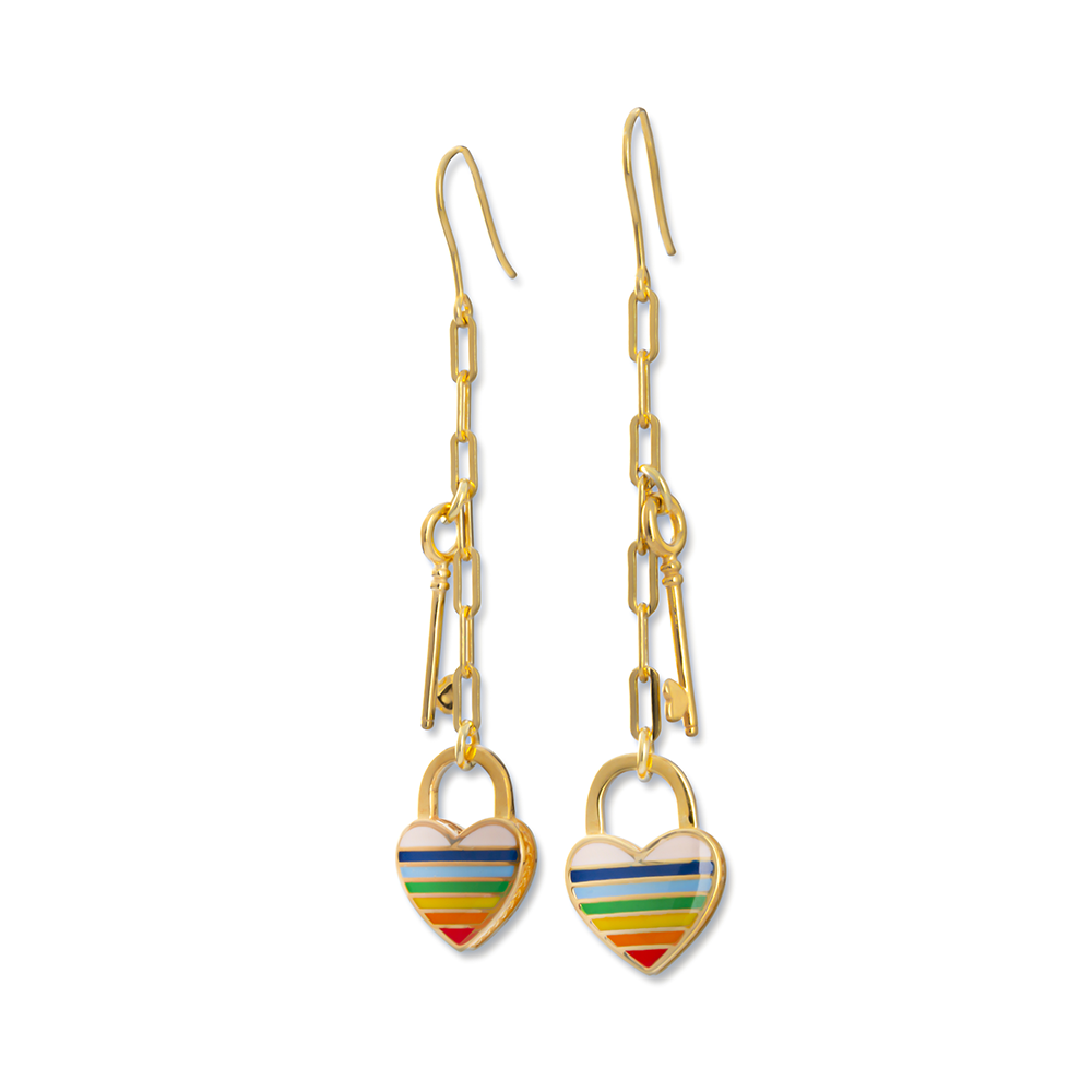ORECCHINI PROMESSA CUORE ARCOBALENO