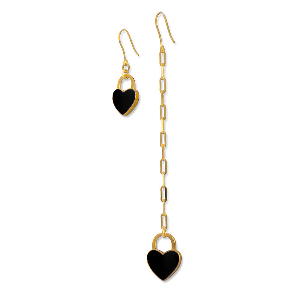 ORECCHINI PROMESSA CUORE NERO DORATO
