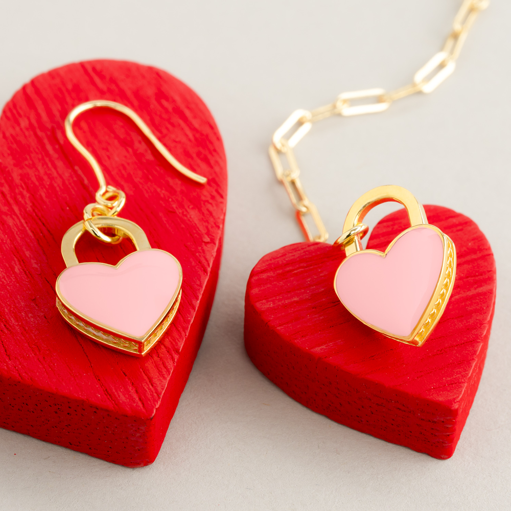 ORECCHINI PROMESSA CUORE ROSA DORATO