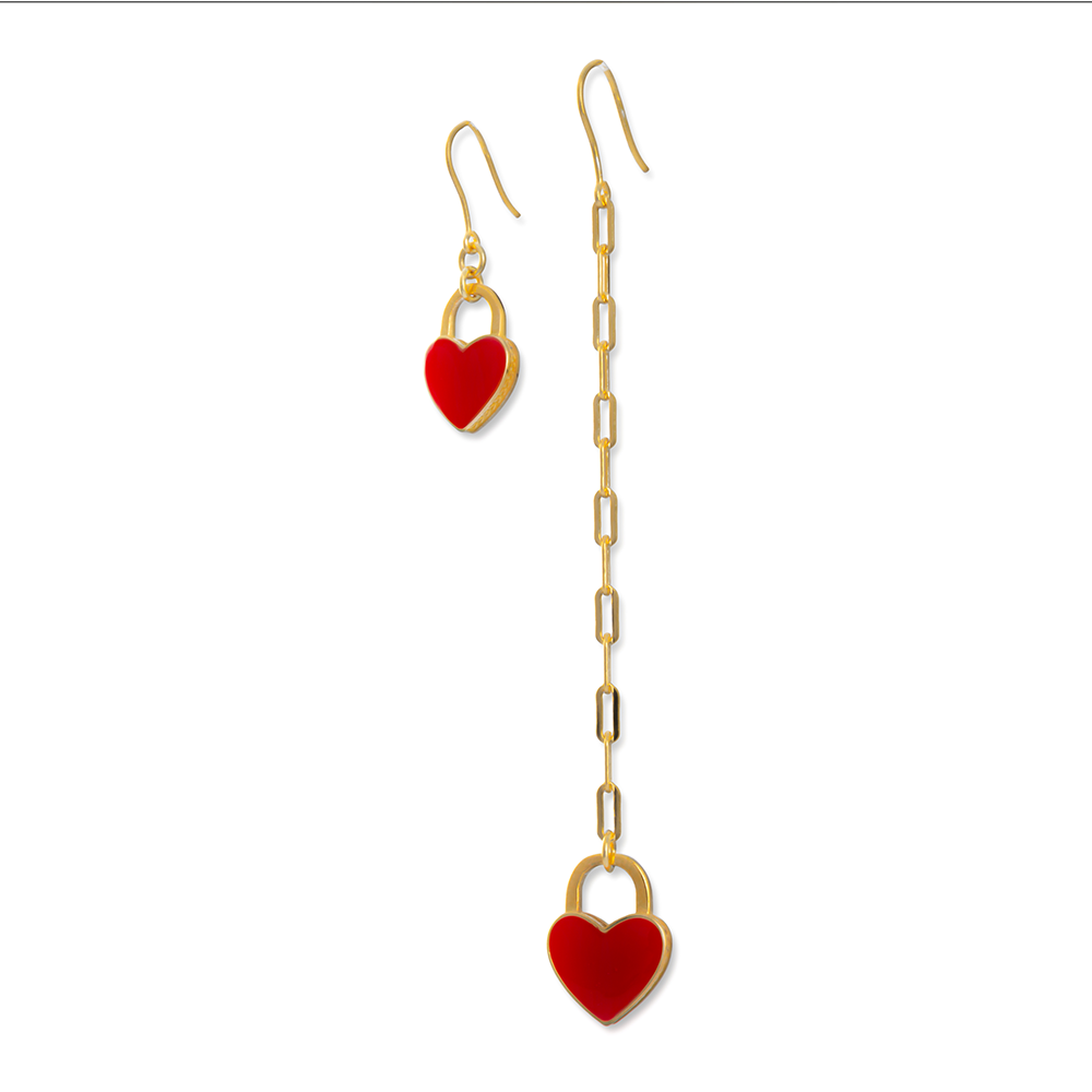 ORECCHINI PROMESSA CUORE ROSSO DORATO