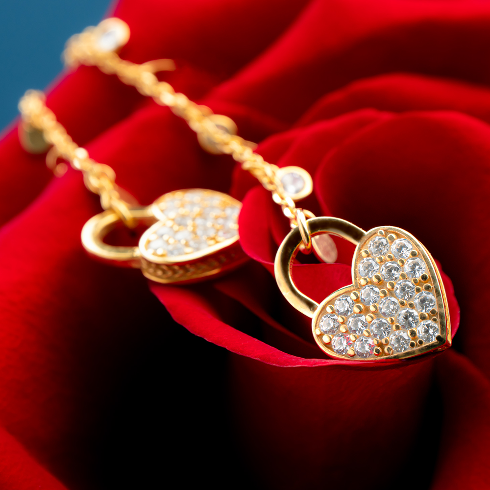 ORECCHINI PROMESSA CUORE DORATO E ZIRCONI